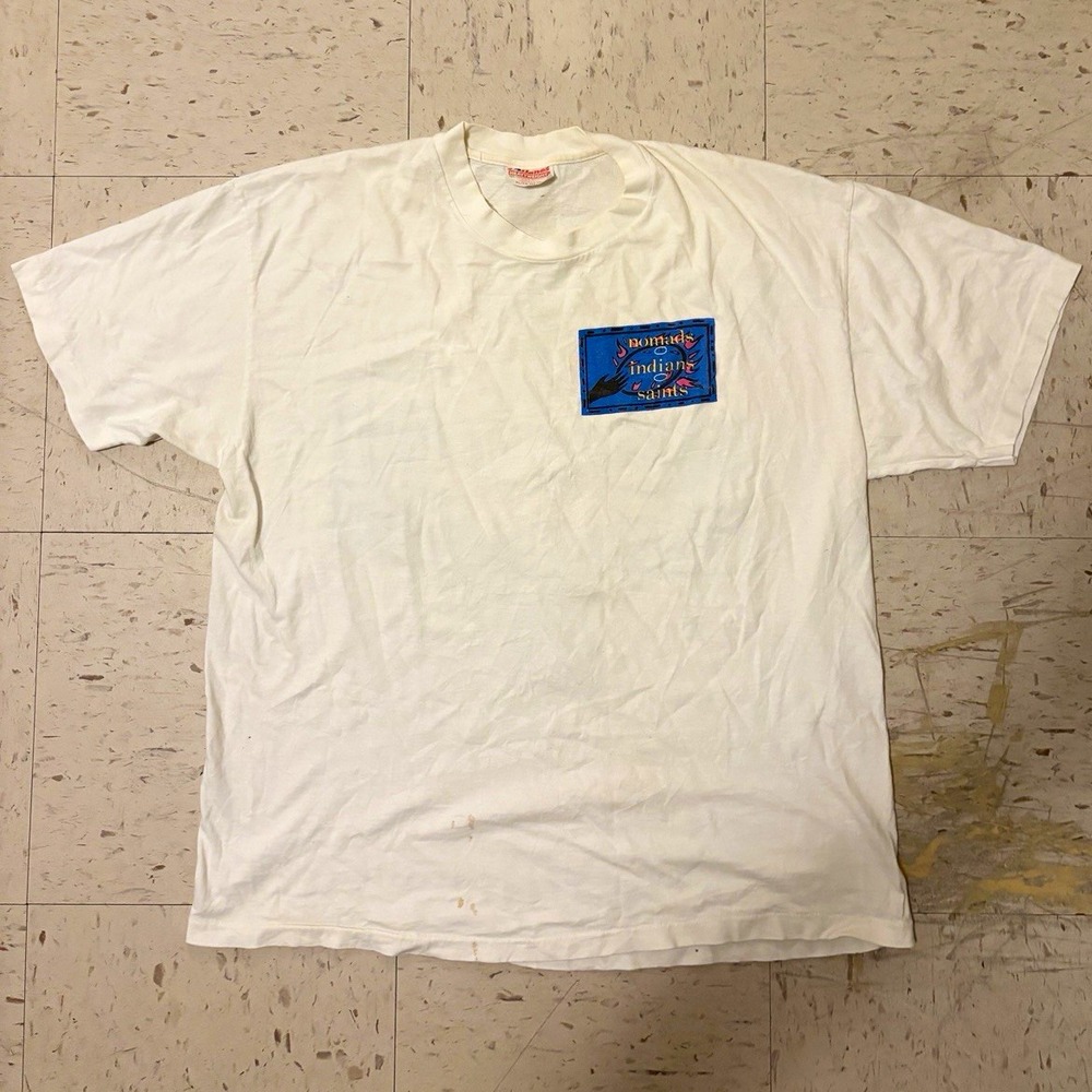 Vtg 1990s Indigo Girls Nomads Indians Saints Art Tee Hanes Heavyweight White XL